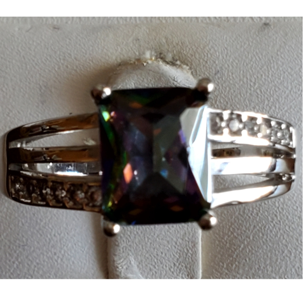 Genuine Rainbow Topaz Ring Size 11.5